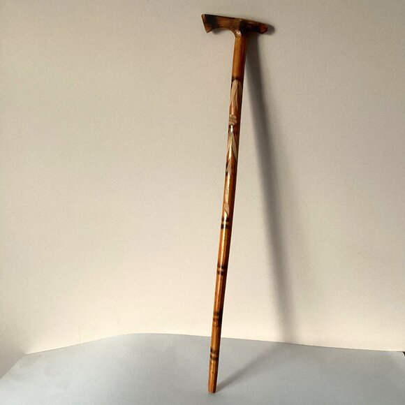 Other - Vintage Polish Hand Carved Folk Art Wooden Ciupaga Small Walking Stick